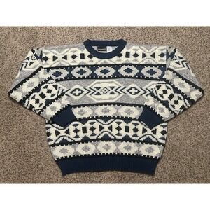 Expressions 3D Acrylic Knit Geometric Crewneck Sweater Men's XL